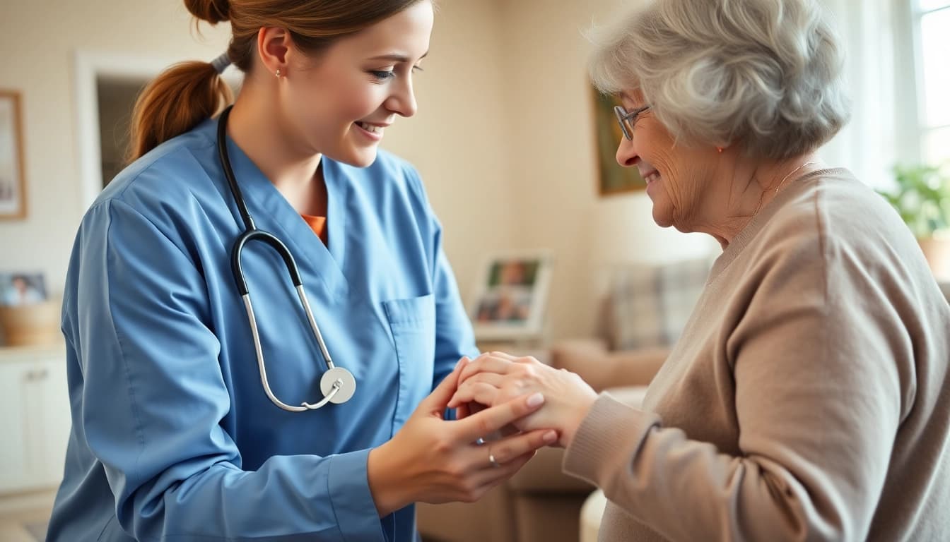 Engaging in home respite care, a caregiver provides compassionate support to an elderly individual.
