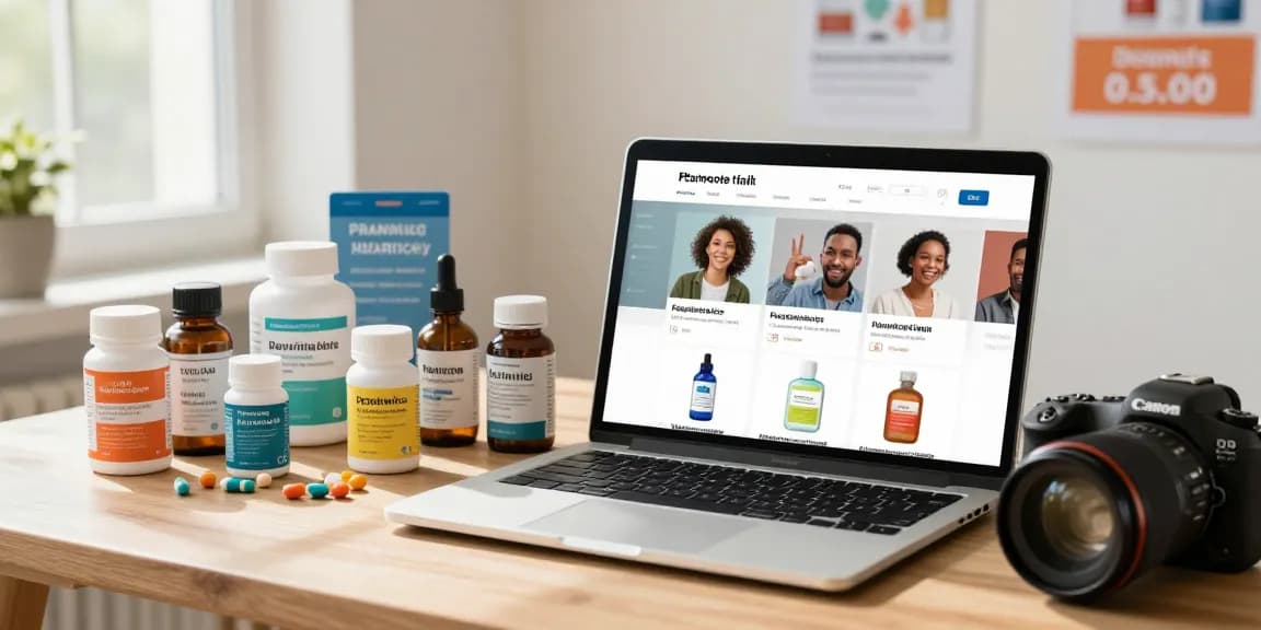 Shop now to buy ketamine online from a trusted pharmacy with diverse health products displayed in a welcoming workspace.