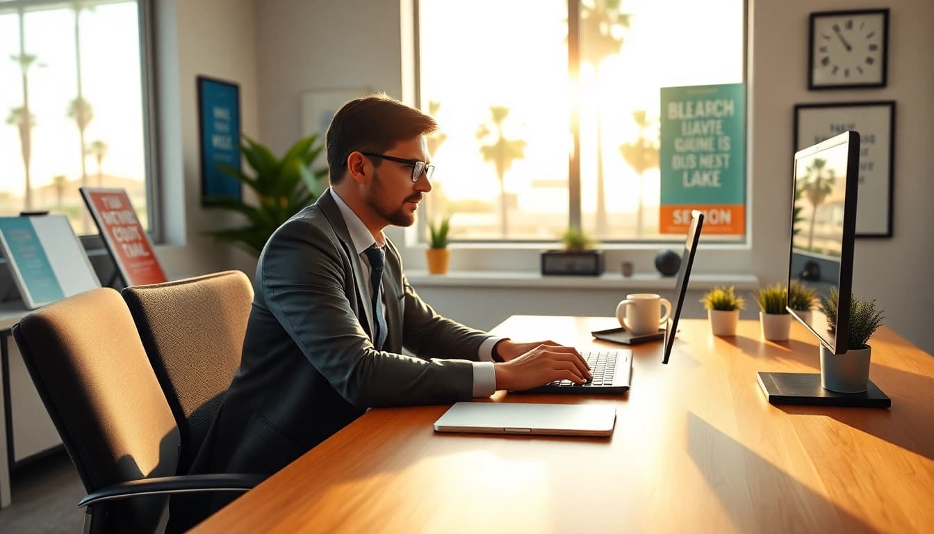 Engaging business coach san diego at a dynamic office setting, facilitating a client session.