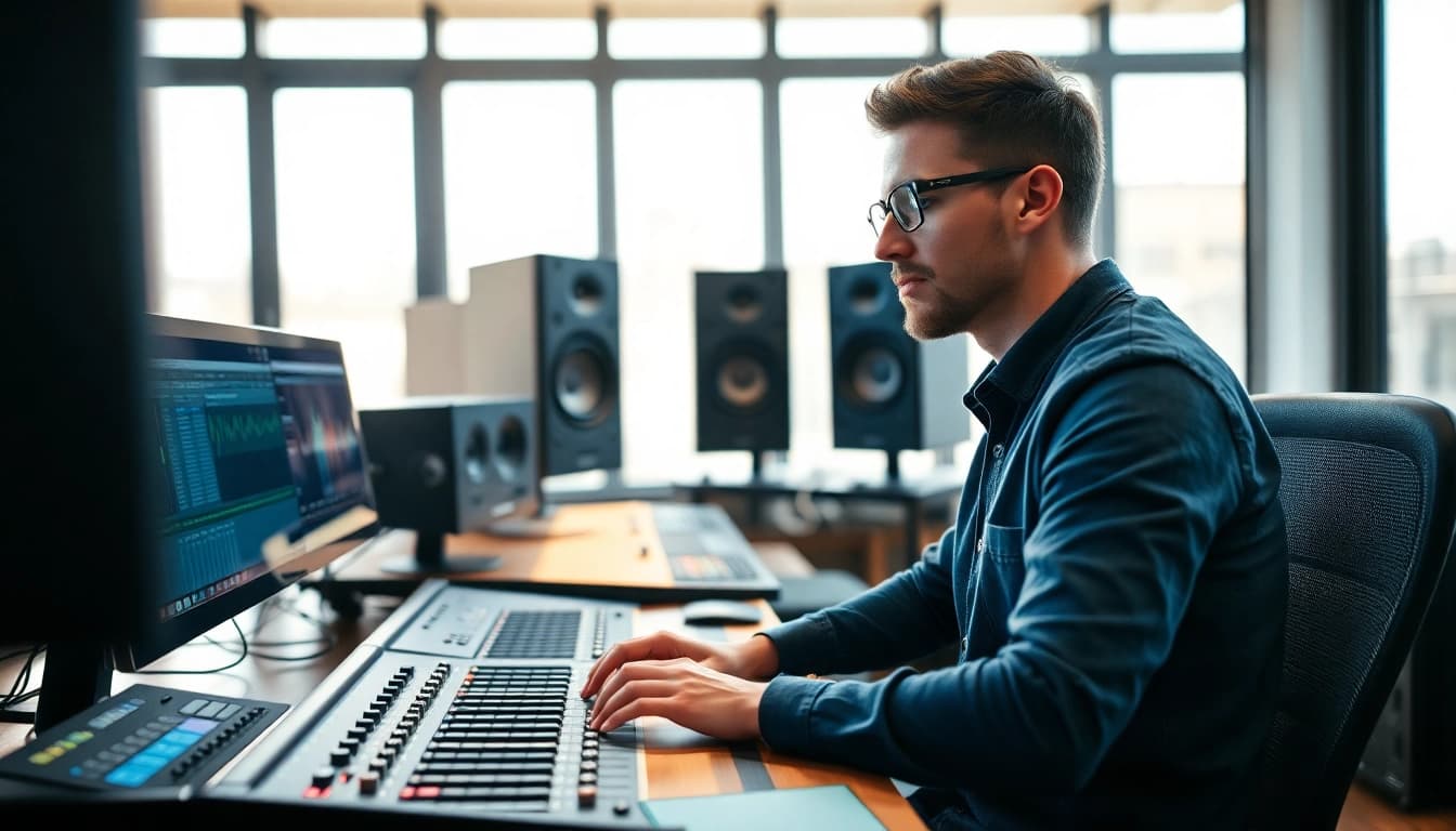 Enhance your sound with expert online mastering techniques in a professional studio setting.