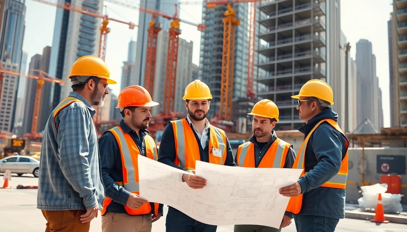 New York General Contractor collaborating on-site with expert team at a construction project.
