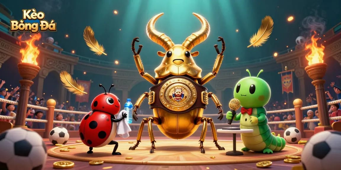 Kèo Bóng Đá betting on sports with a lively 3D illustration of a showdown between characters and vibrant casino elements.