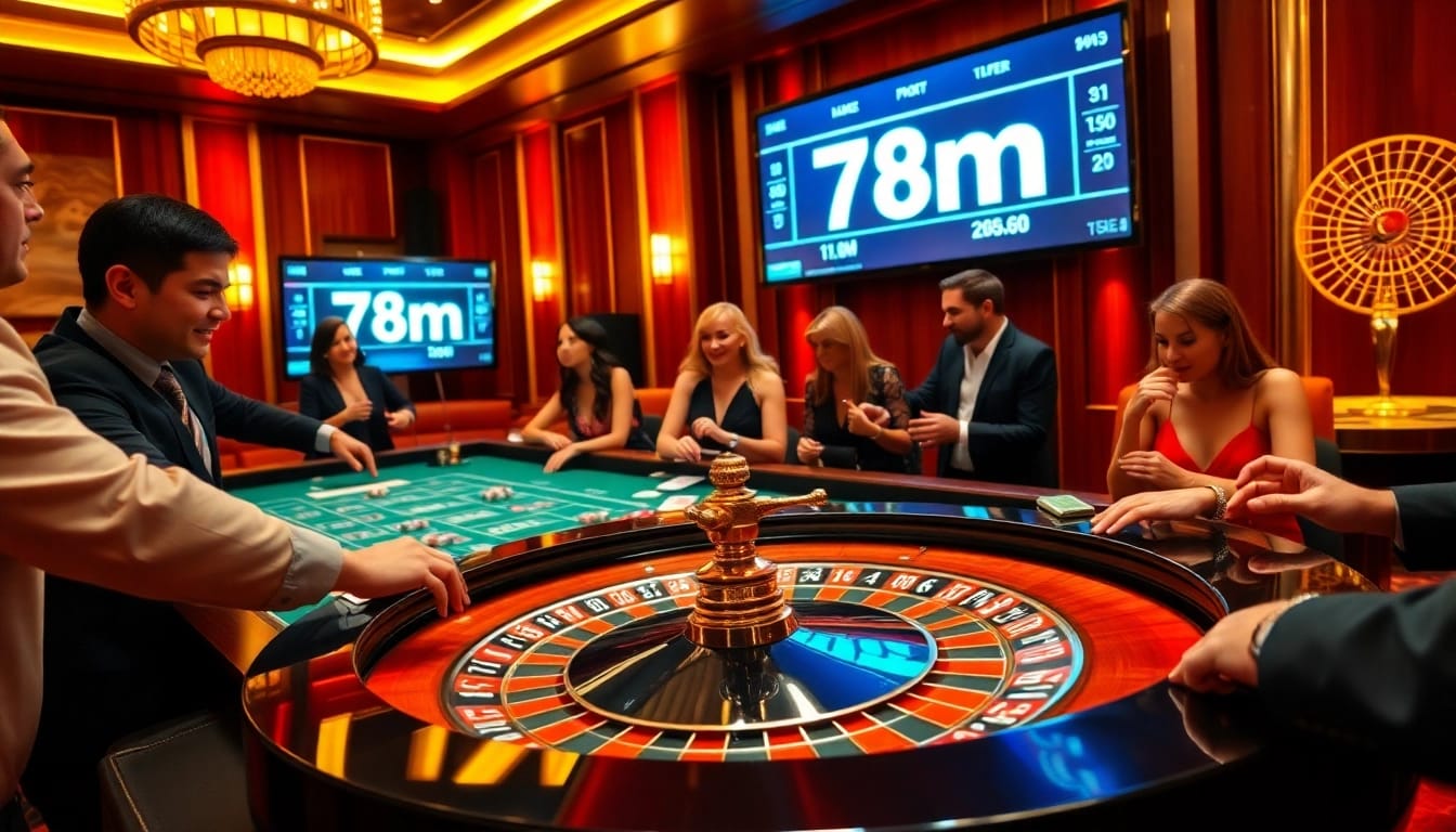 A dealer spins the roulette wheel as players engage with high-stakes bets at a luxurious casino, highlighting 7m cn.