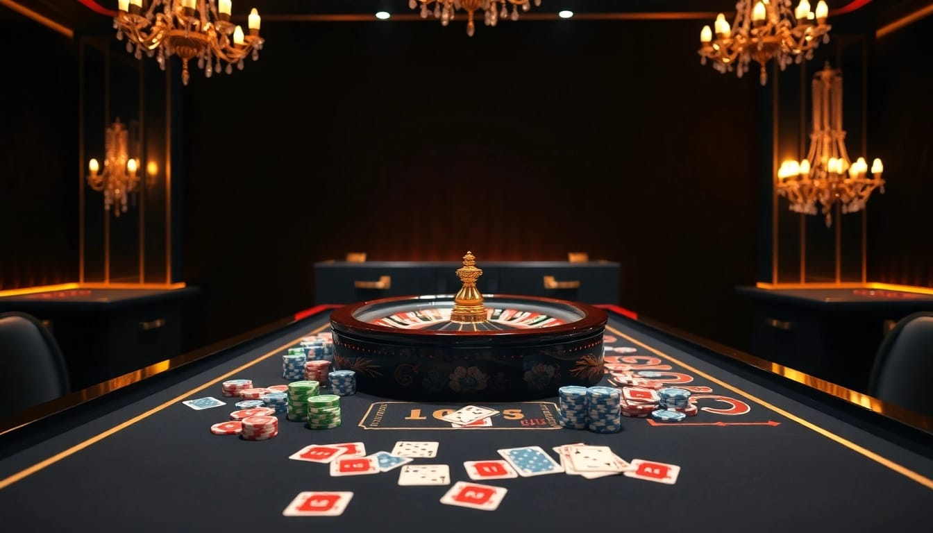 Enjoying a thrilling game at https://gg88live.com/ with vibrant playing cards and poker chips on a casino table.