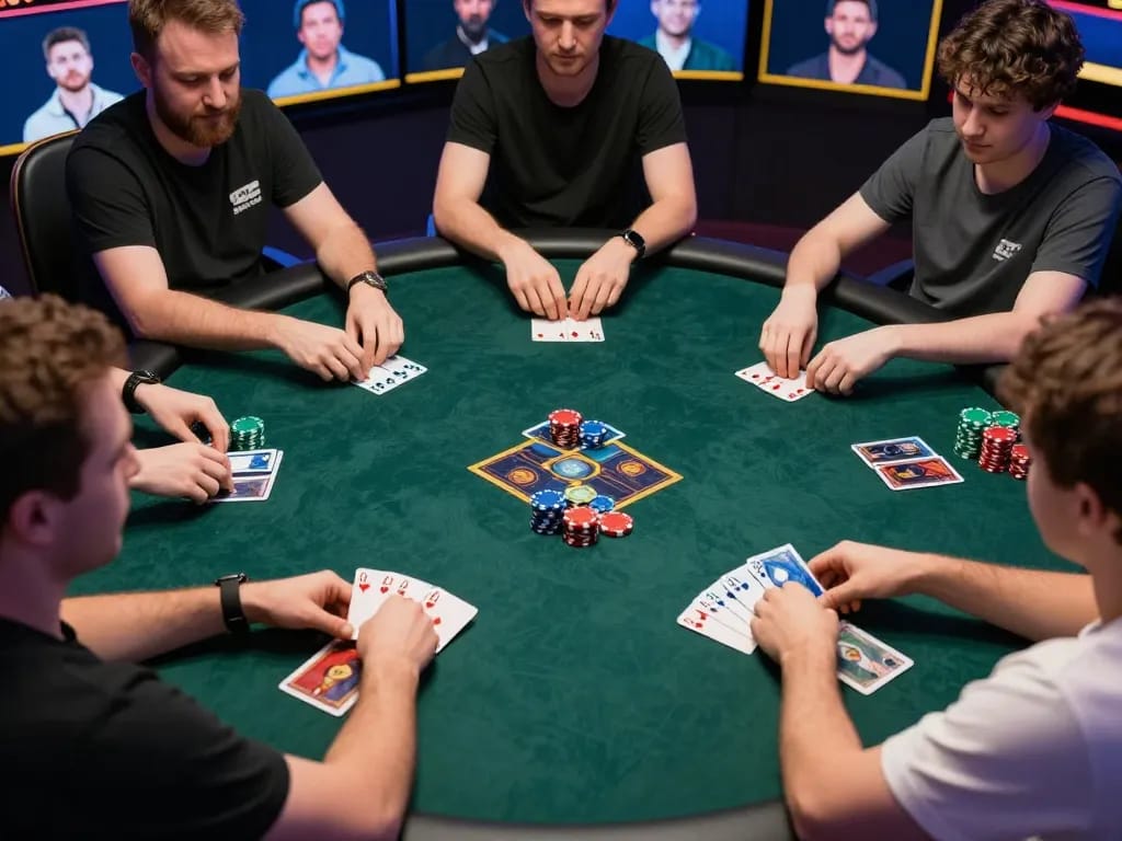 Players engaging in an intense match on bj88bj online poker interface, showcasing dynamic gameplay and strategy.