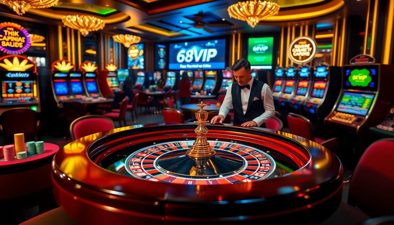 Experience thrilling gaming excitement at Link Vào Nhà Cái 68VIP with luxury casino visuals.