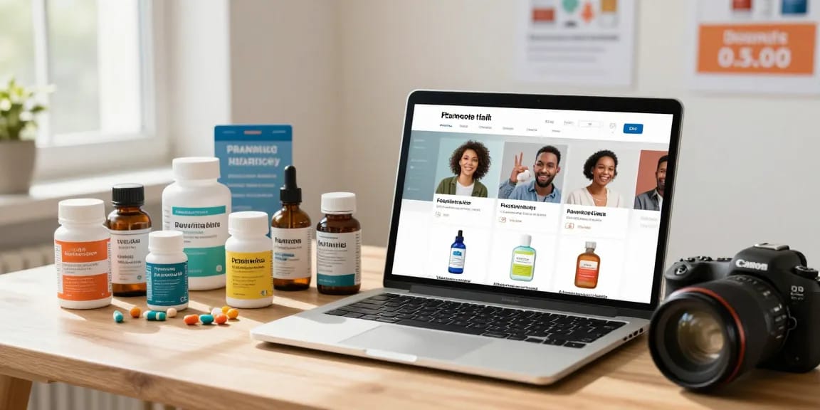 Shop now to buy ketamine online from a trusted pharmacy with diverse health products displayed in a welcoming workspace.