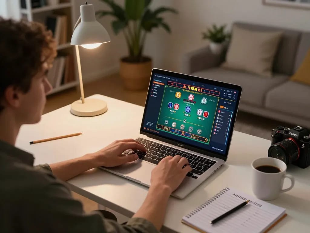 Player strategizing in online poker on f168, showcasing a modern gaming setup for optimal experience