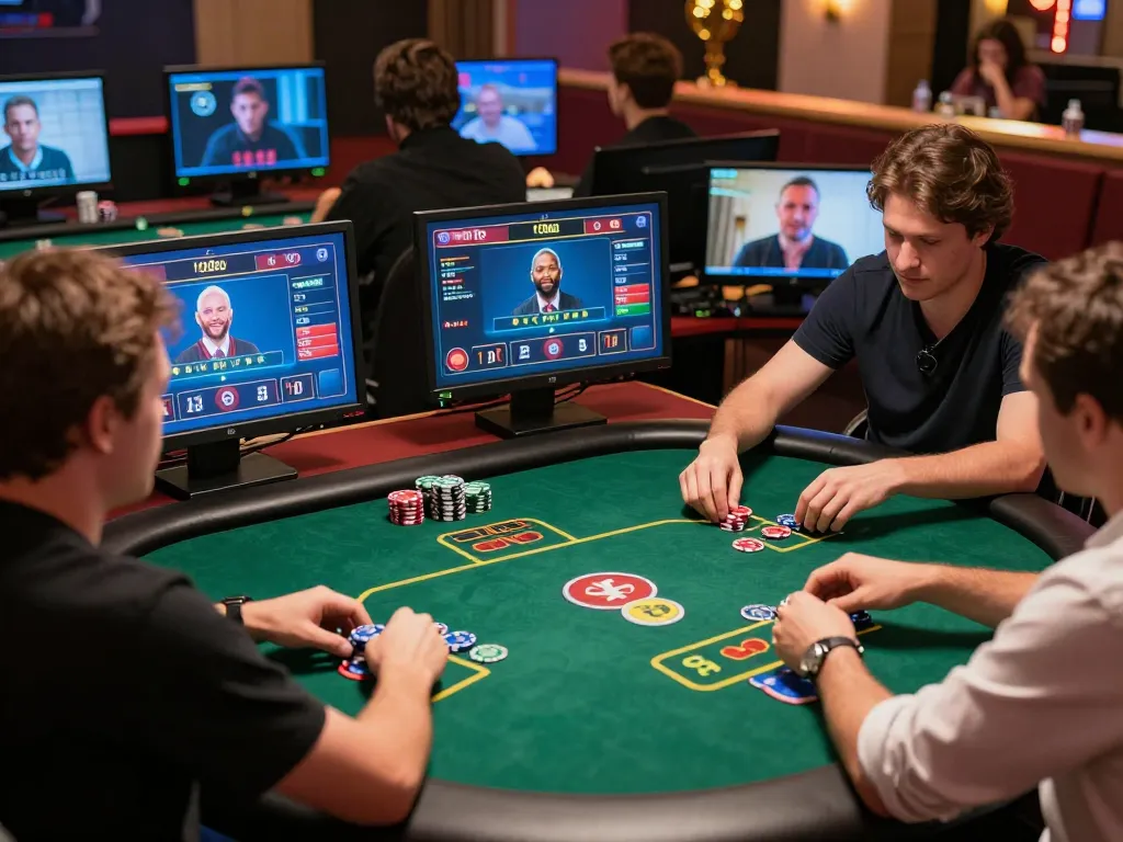 Các người chơi tham gia trải nghiệm Link 12bet trong trò chơi poker trực tuyến năng động với giao diện sống động.