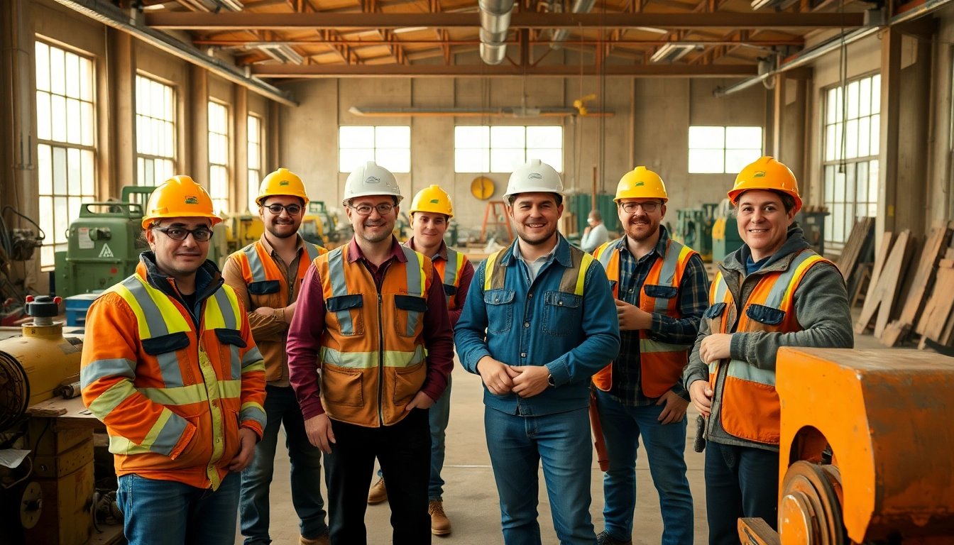 Engaged learners in construction training programs, collaborating effectively in a professional workshop setting.