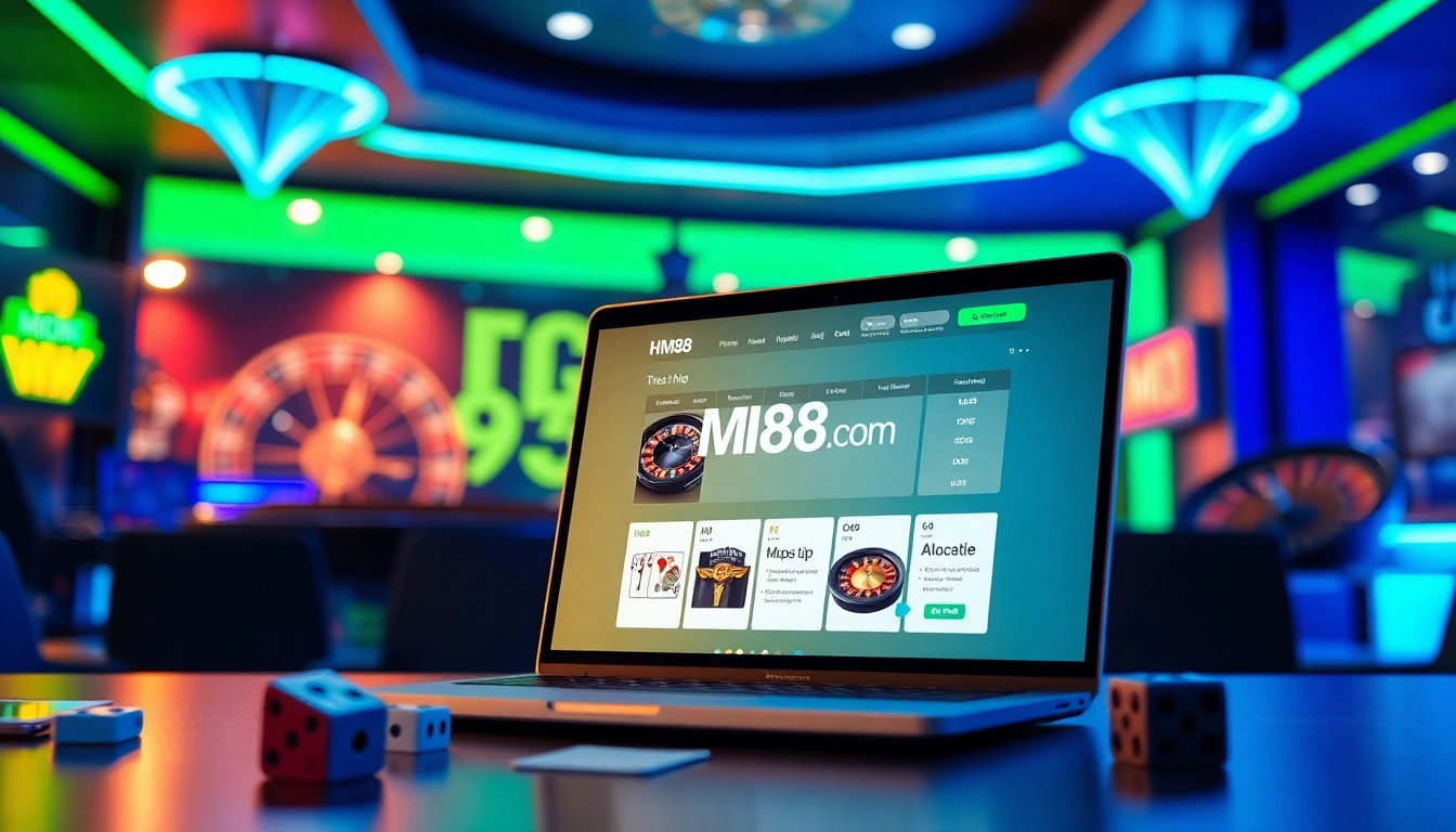 Experience the excitement of HM88.com with a modern online gambling platform featuring vibrant casino elements.