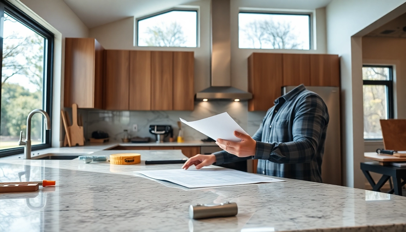 Custom home renovation contractor Austin collaborating on a kitchen remodel design.
