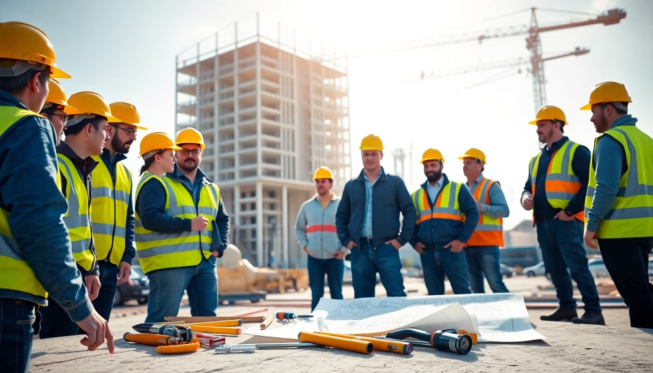 Teamwork within a construction member organization on-site, showcasing collaboration and engagement.