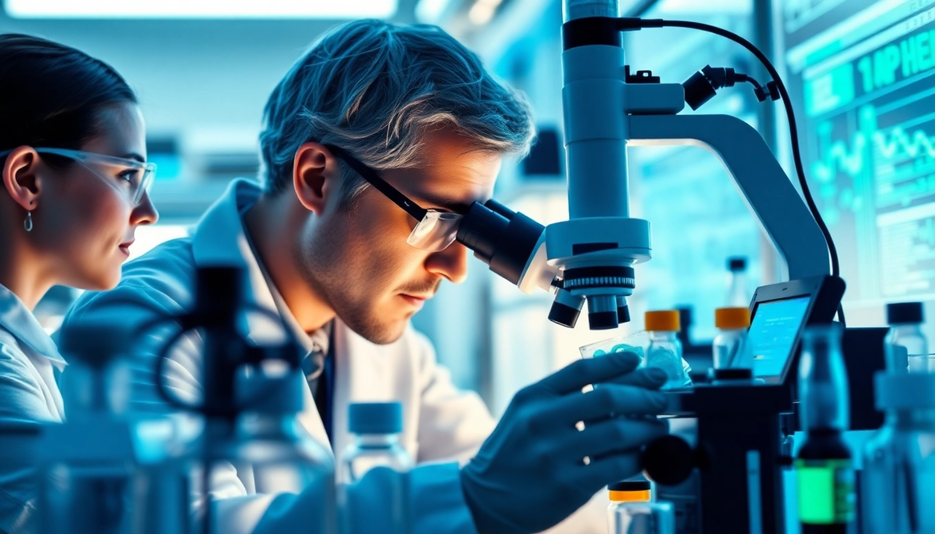 Hydro Research scientists conduct peptide analysis in a modern lab setting.