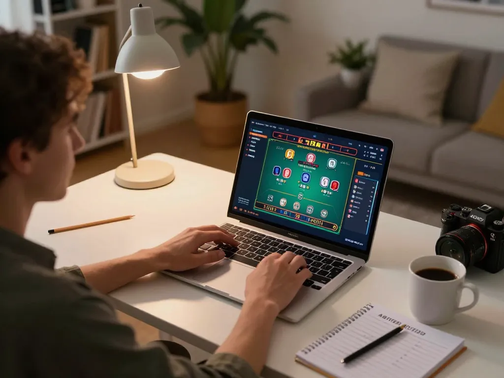Player strategizing in online poker on f168, showcasing a modern gaming setup for optimal experience