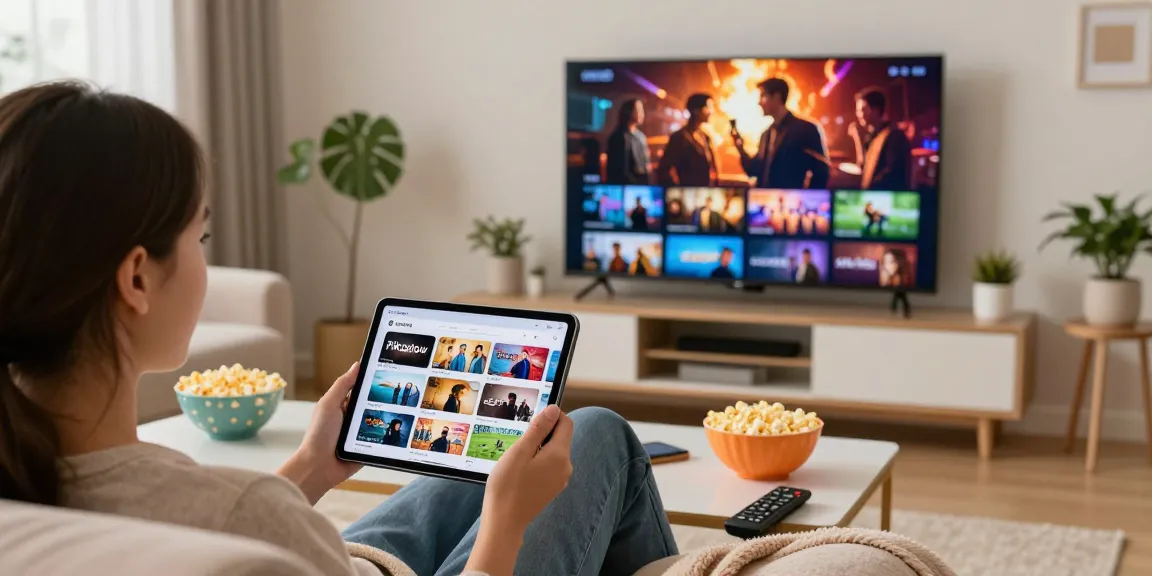 Pikashow streaming app in use on tablet during a cozy movie night at home