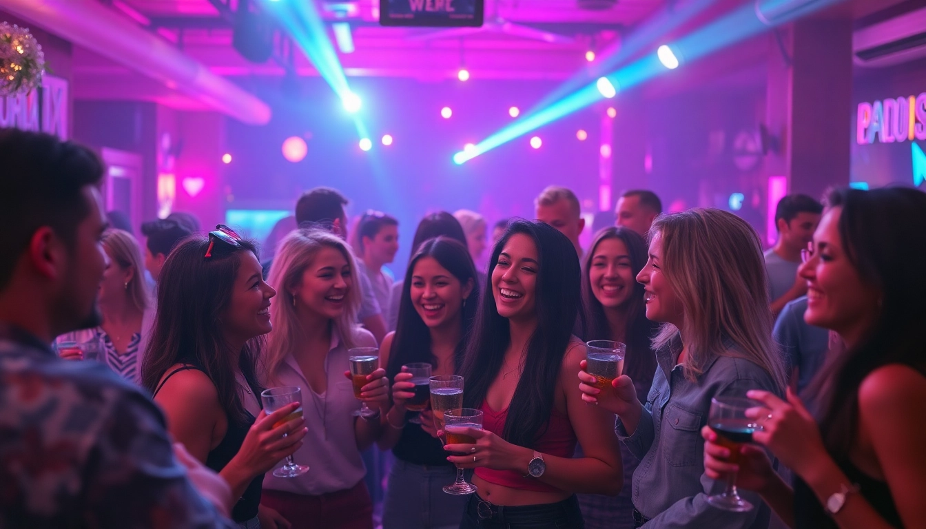 Divertidos momentos en Club social Lloret de Mar con amigos riendo y disfrutando del ambiente.