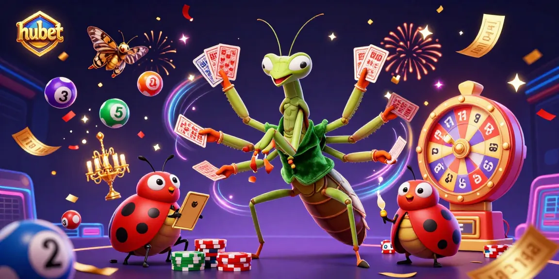 Hubet casino features a vibrant scene of gaming action with exciting lottery elements.